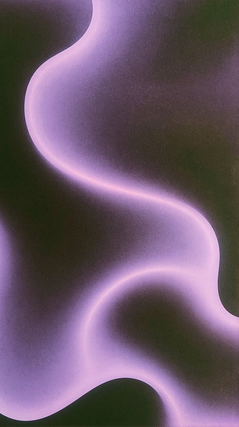 Glowing violet undulating wave with a grainy texture set against a dark, atmospheric background.