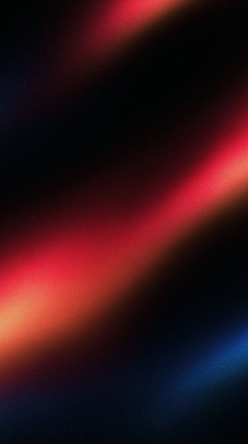 Textured red and blue light leaks slice diagonally across a dark, heavily grained black background.