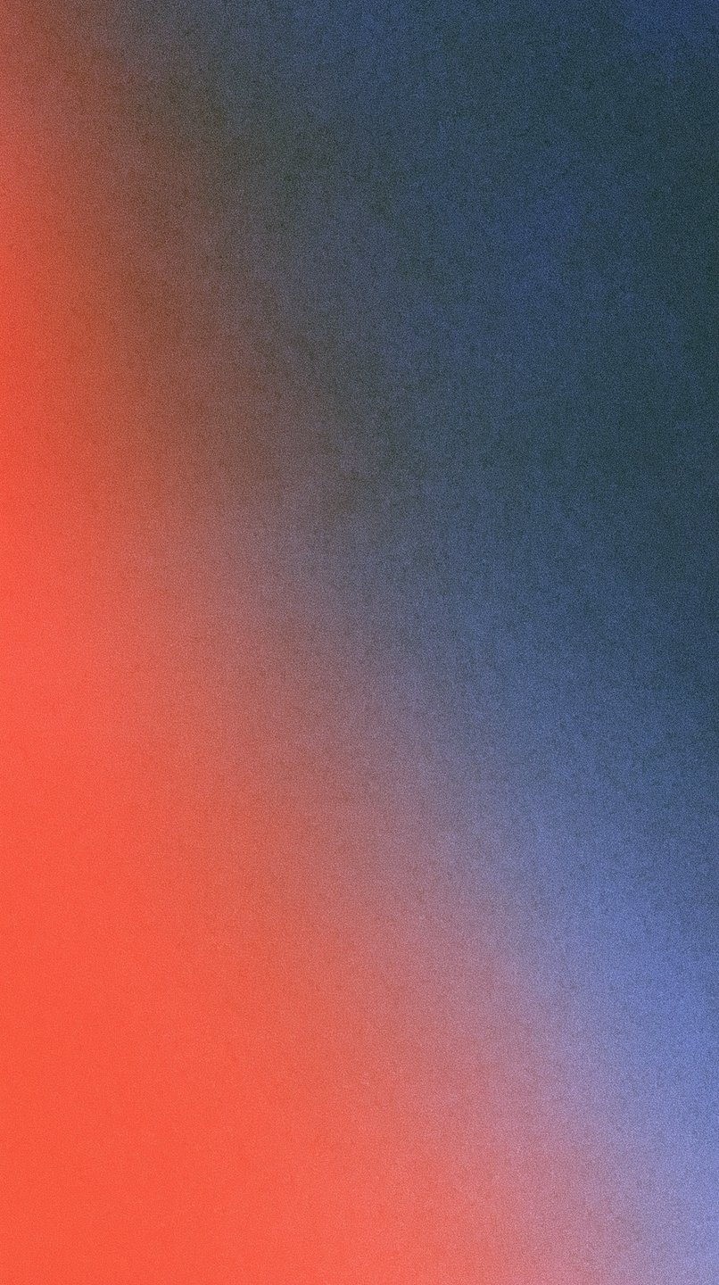 Minimalist abstract background with a grainy texture transitioning between vibrant orange and muted blue-grey waves.