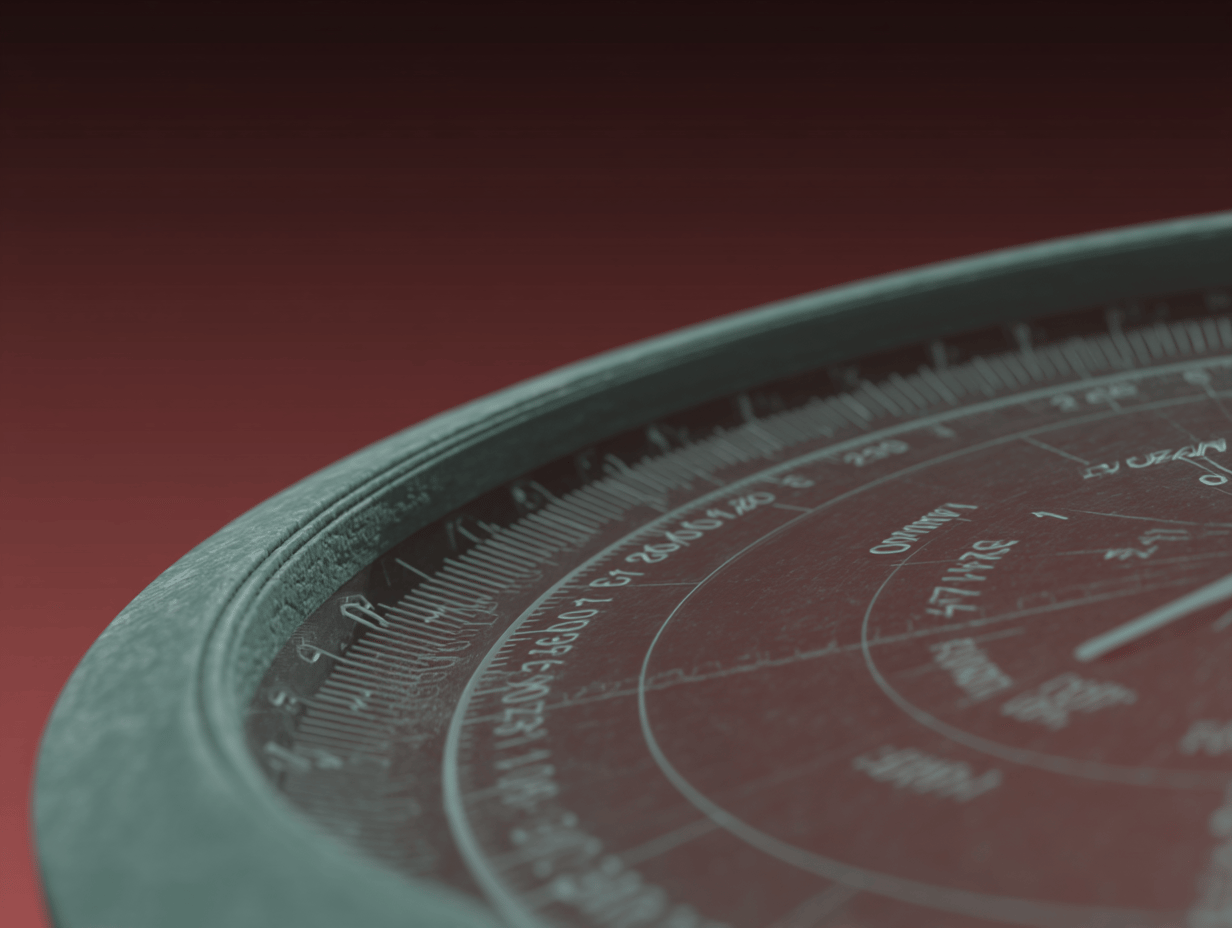 Macro shot of an ancient celestial navigation instrument with oxidized teal edges and etched cryptic radial markings.