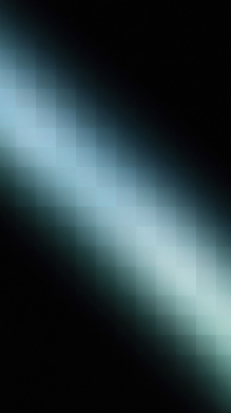 A diagonal beam of pixelated cyan light cuts across a solid black background in a minimalist digital pattern.