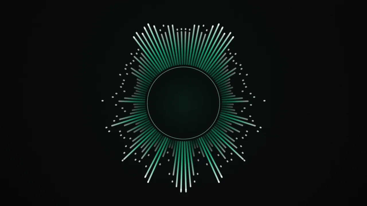 Spectrum mode: a ring of bars, one per pitch, drawing the sample song