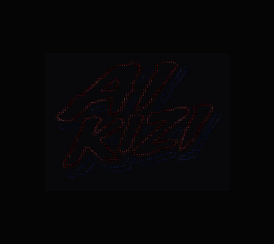 The AIKIZI logo drawn as red and blue outlines of fine Braille dots on a black ground
