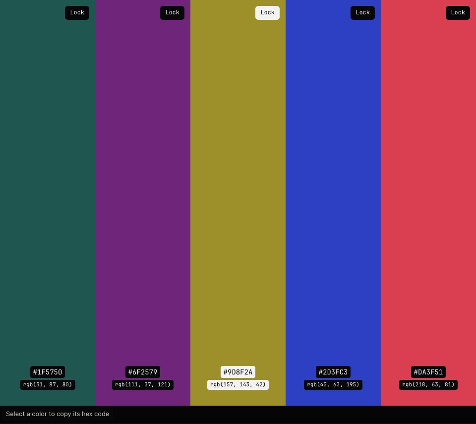 Five colour bars in dark teal, purple, olive, blue and red