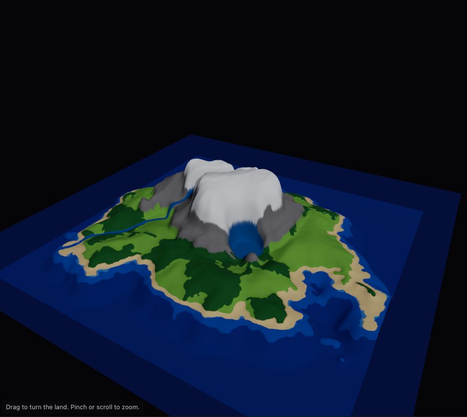 The sample island with each ground type in a flat colour