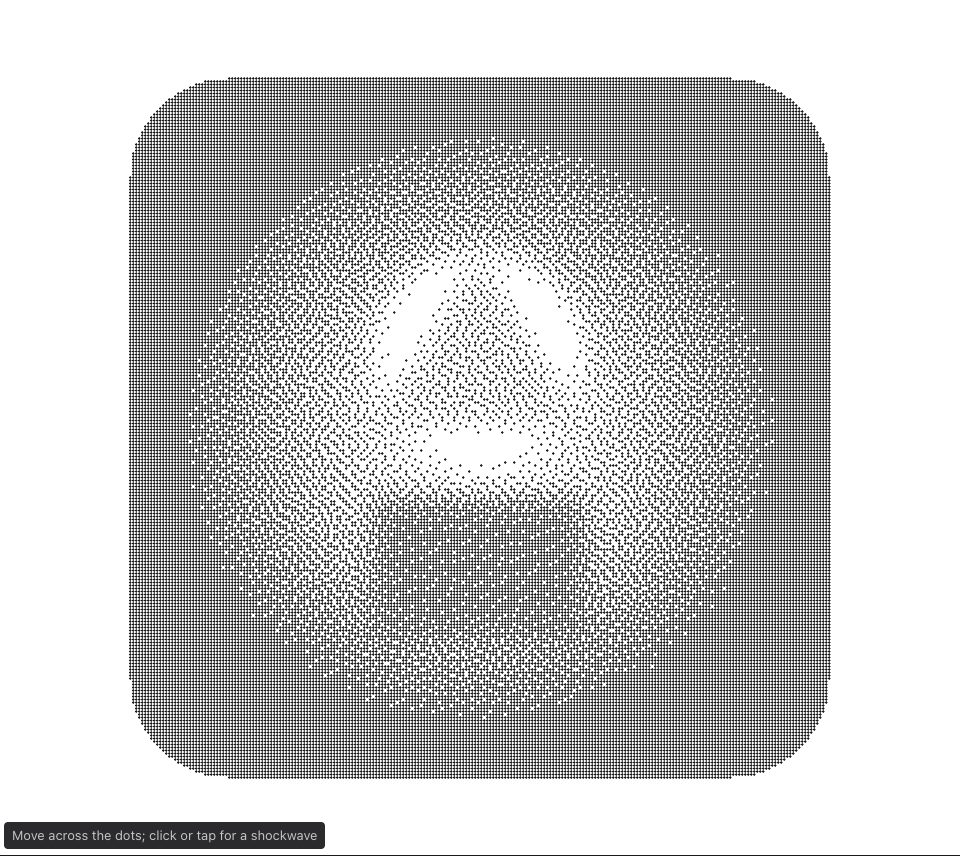 Dark diamond dots on white, printed solid at the sample's dark edges and fading to clean white in its bright middle, with rounded corners