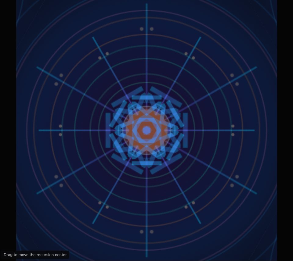 A round pattern of twelve mirrored slices, orange and blue at the centre