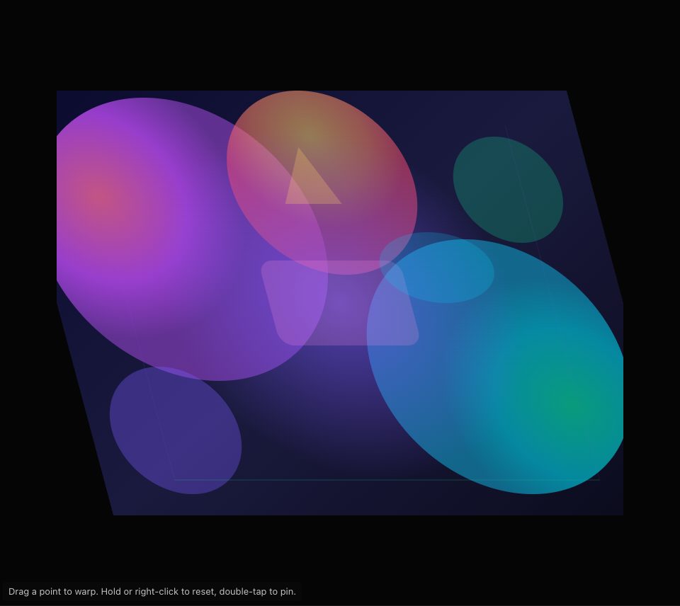 The sample picture leaning to one side, with dark empty corners at the top right and bottom left and no grid on it