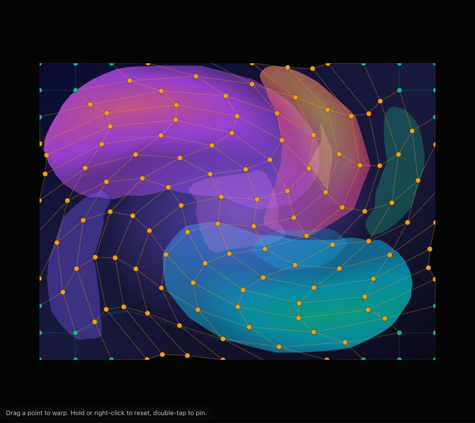 The sample picture turned around its middle, under a fine grid whose lines curl towards the centre