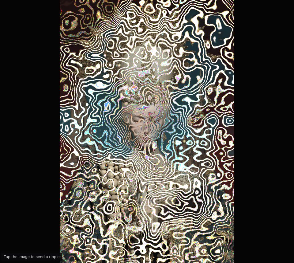 A wide, glowing, wobbling band of dense rings melting one ornate figure into another
