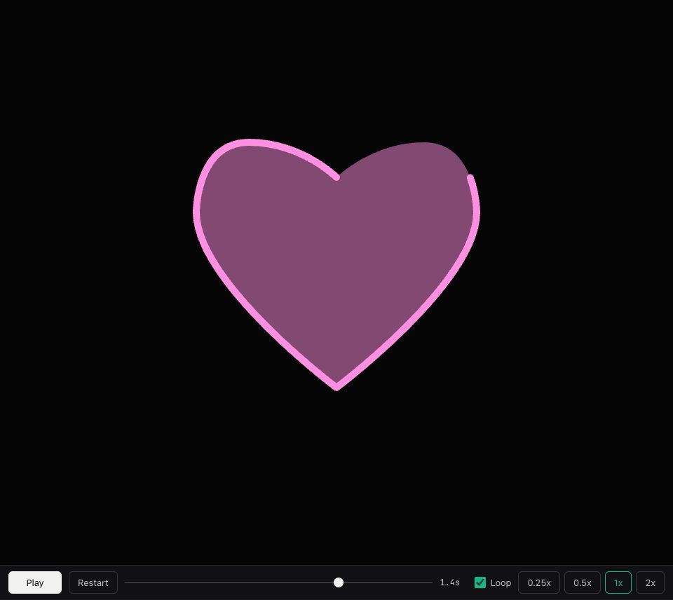 A soft pink filled heart with a thick pink outline drawn most of the way round