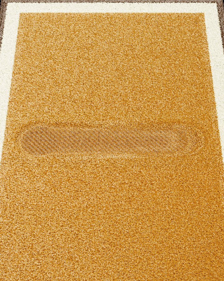 A band cut short through the pile, showing the cloth