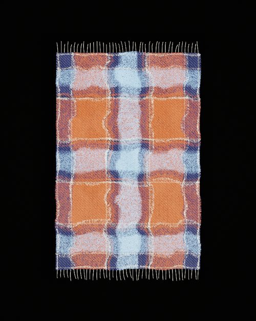 A check motif: crossing bands of colour