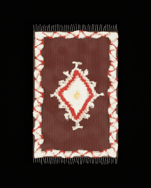 A kilim motif: a stepped, hooked diamond