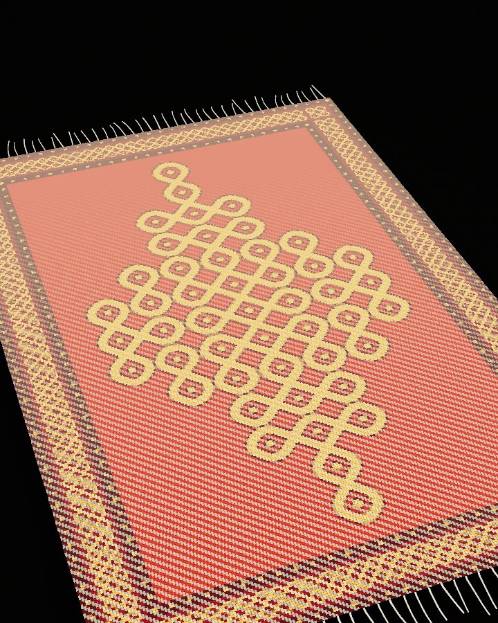 The kolam rug with its pile switched off, showing the flat woven cloth