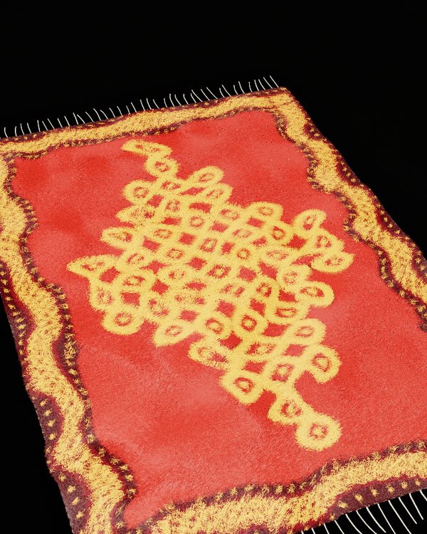 A rug with eight strands per knot; full pile