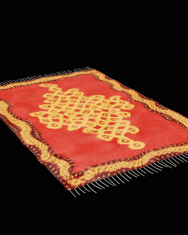 The rug seen from low down, close to the pile
